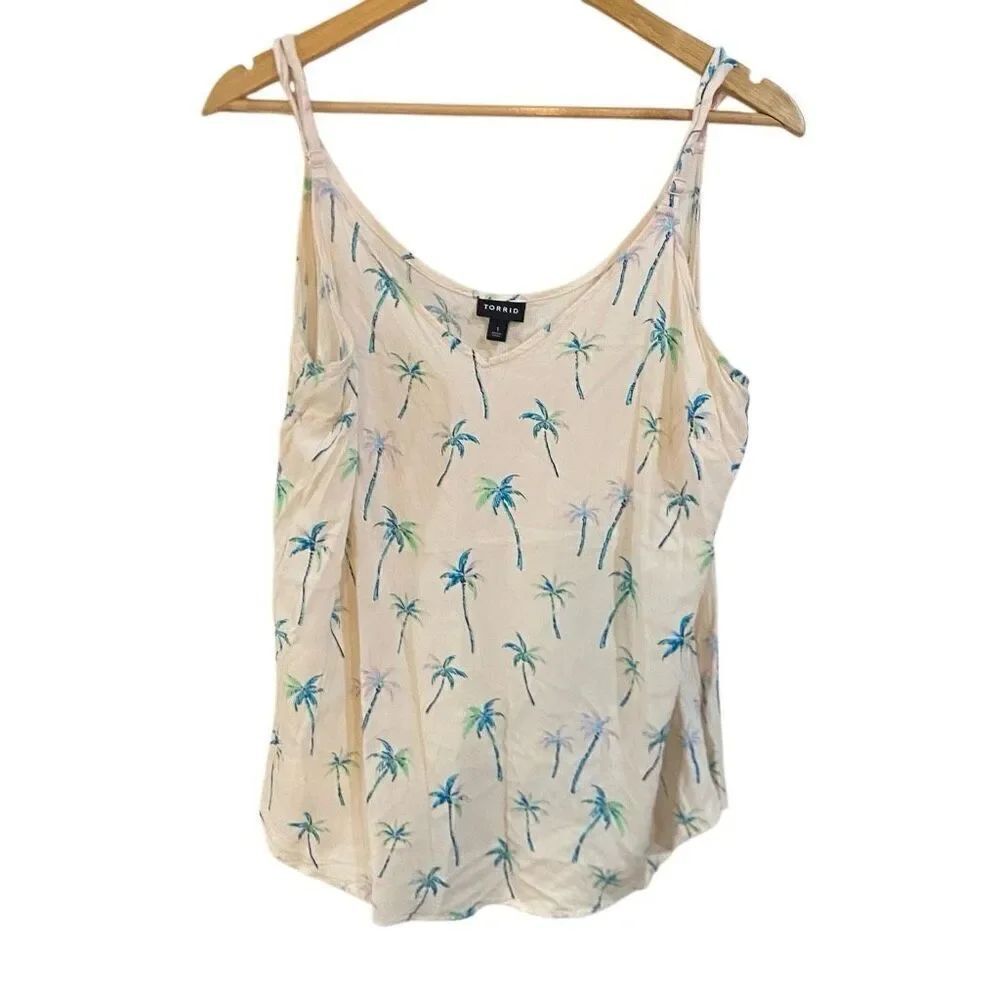 Torrid size 1XL sleeveless tank palm tree vneck